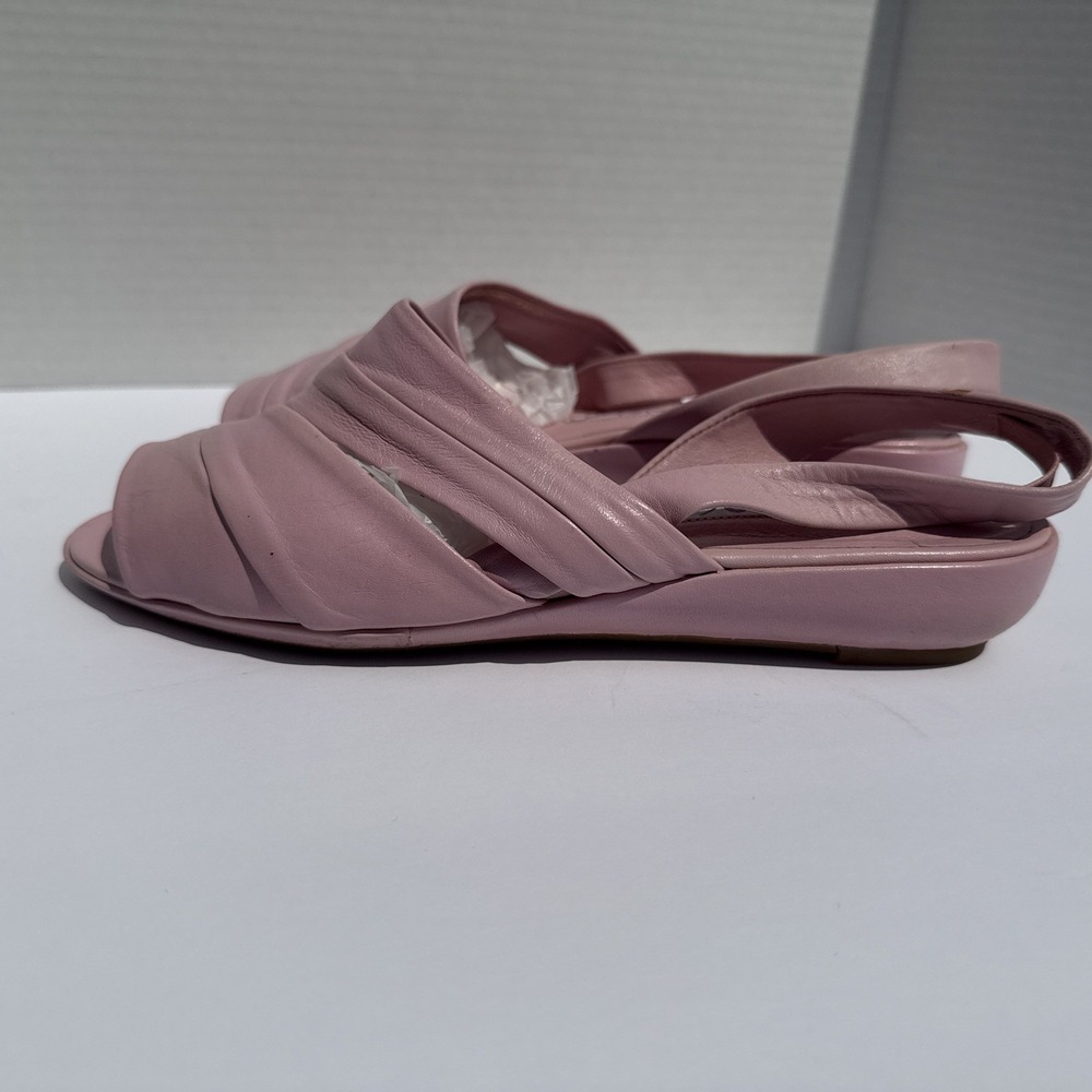 Vintage GLORIA VANDERBILT pink Leather BALLET FLATS open toe Shoes sandals 7M‎